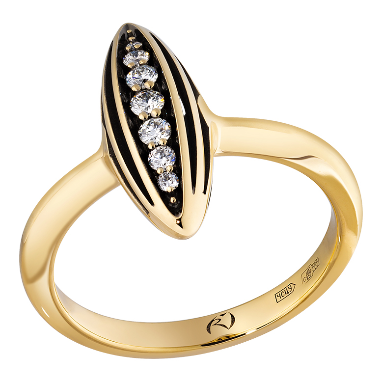Кольцо, золото, бриллиант, желтый, Зк-7931